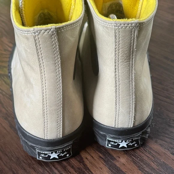 Converse Leather High-Top Sneakers in Beige and Yellow, Men’s Size 11, Like New